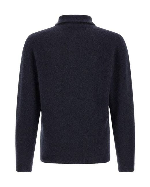 Roberto Collina Blue Cashmere And Silk Polo Shirt for men