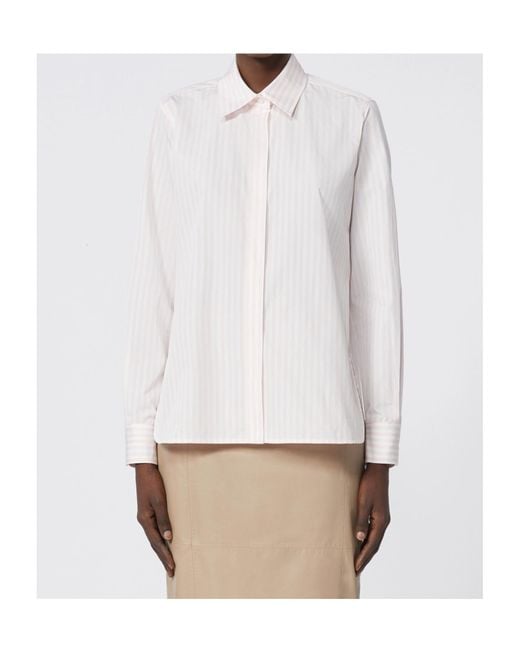 Max Mara White Maroso Striped Long-Sleeved Shirt