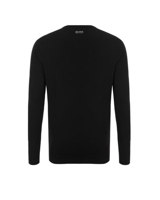 Boss Black T-Shirt With Round Neck And Long Sleeves for men