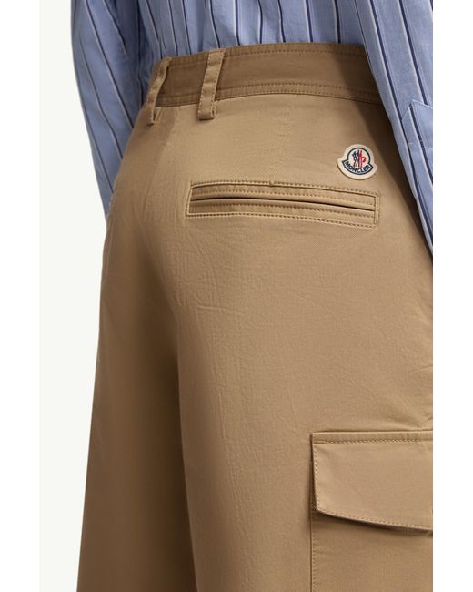 Moncler Natural Logo-Patch Cargo Shorts for men