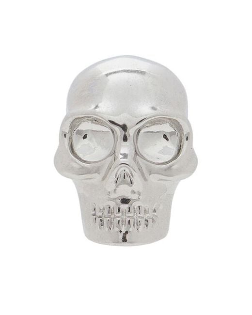 McQueen White Skull Stud Single Earring for men