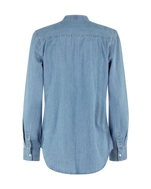 Aspesi Blue Chinese Collar Denim Shirt