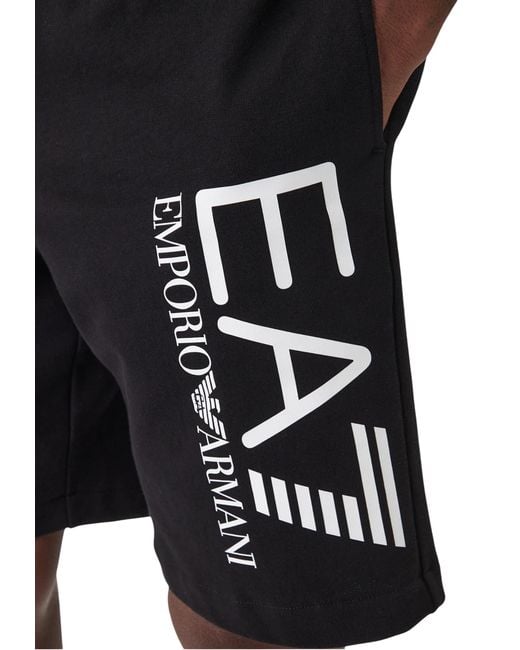 EA7 Black Wide Leg Shorts for men