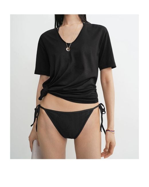 Totême Black Monogram Pointelle Bikini Bottoms