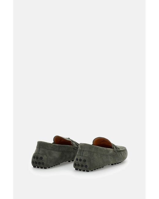 Tod's Gray Logo Detailed Lace-Up Boat Shoes for men