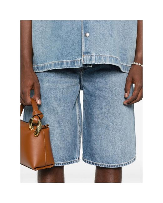 7 For All Mankind Blue Wide Leg Denim Shorts for men
