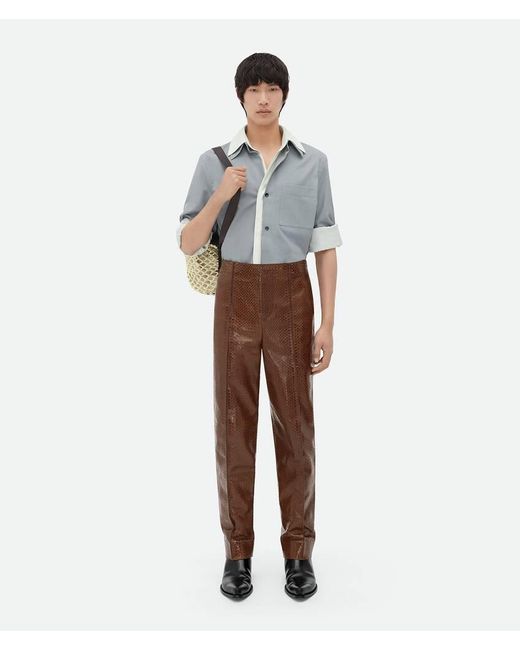 Bottega Veneta Gray Double Layer Long-Sleeved Shirt for men