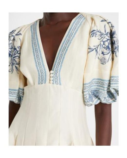 ALÉMAIS White Villa Romantica Linen-Blend Midi Dress