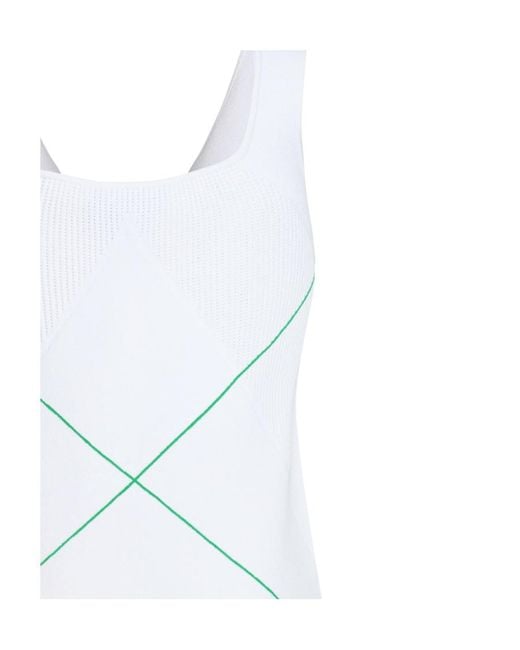 Bottega Veneta White Logo Embroidered Sleeveless Tennis Dress