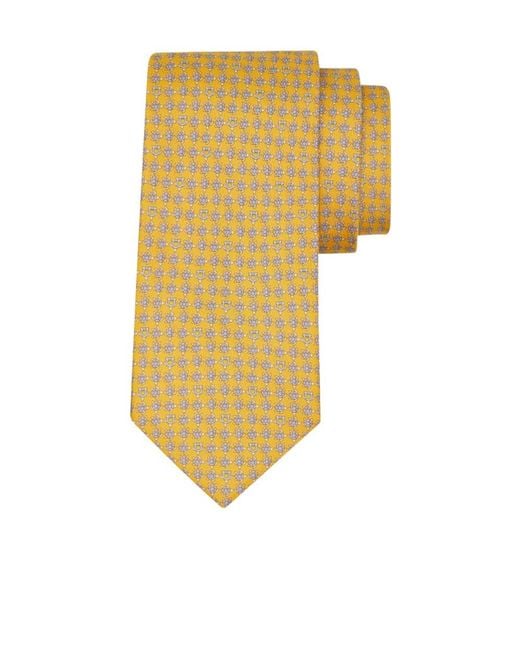 Ferragamo Yellow Turtle-Print Silk Tie for men
