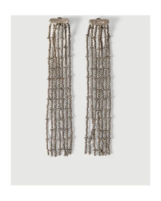 Brunello Cucinelli White Frayed Earrings