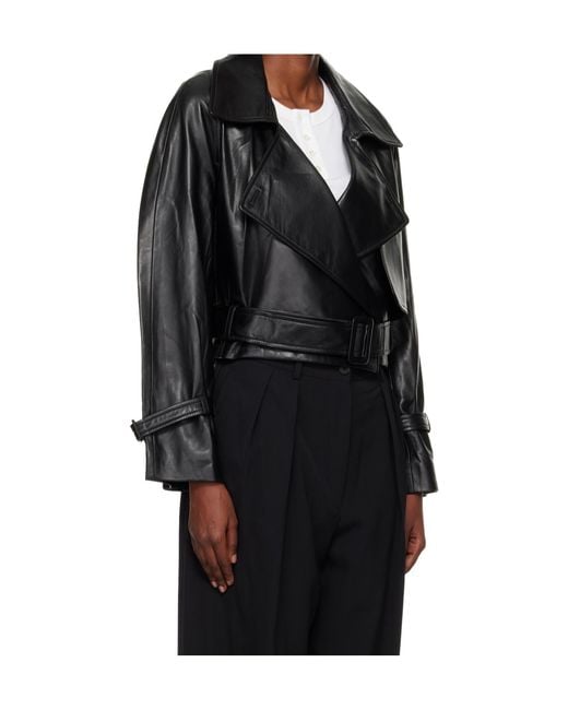 Nour Hammour Black Hatti Cropped Leather Jacket