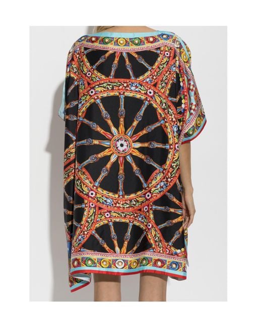 Dolce & Gabbana Multicolor Carretto-Printed Kaftan Dress