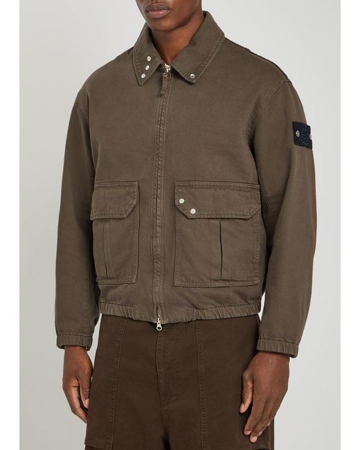 Stone Island Brown Patch Pocket Denim Bomber Jacket for men