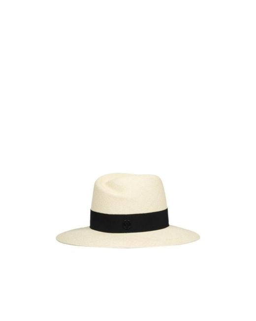Maison Michel White Virginie Panama Fedora Ribbon Hat for men