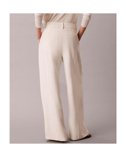 Calvin Klein Natural Textured Wide-Leg Pants