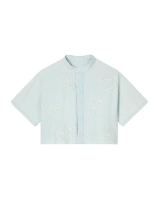 KENZO Blue Cartoon' Embroidered Short Sleeve Shirt