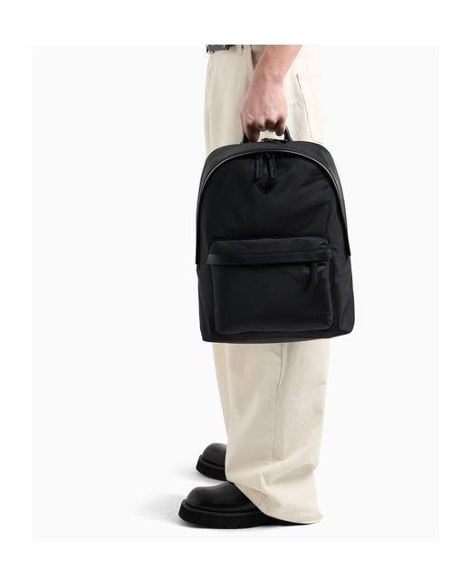 Emporio Armani Black Logo Plaque Zaino Backpack for men