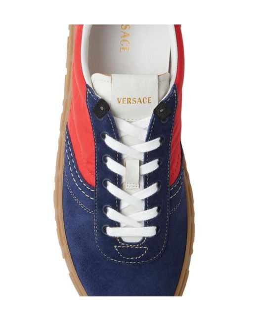Versace Red Greca Lace-Up Sneakers for men