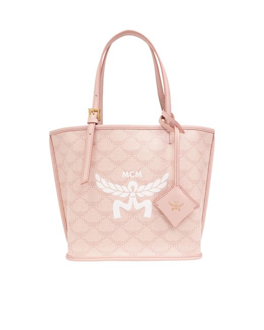 MCM Pink Mini Himmel Lauretos Monogram Pattern Tote Bag