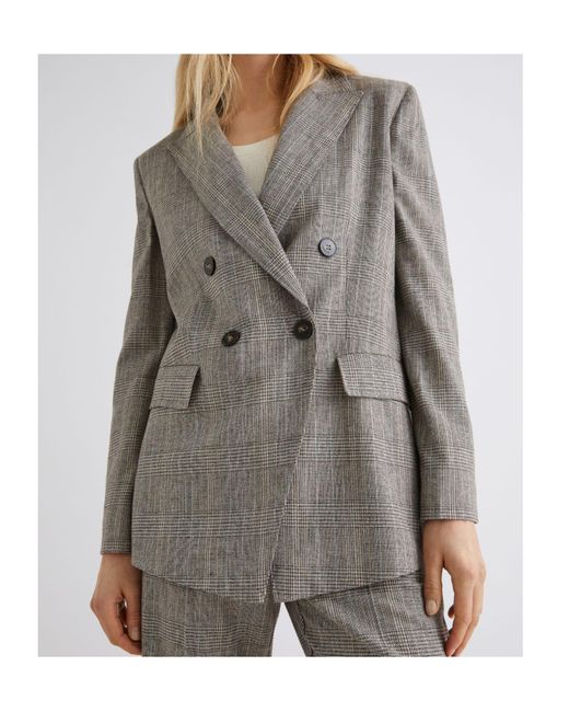 Marella Gray Flowing Double-Breasted Blazer