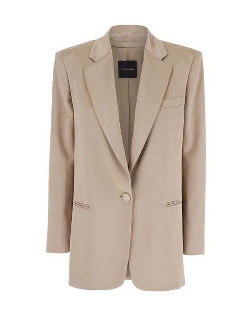 ANDAMANE Natural Single-Breasted Oversized Jacket