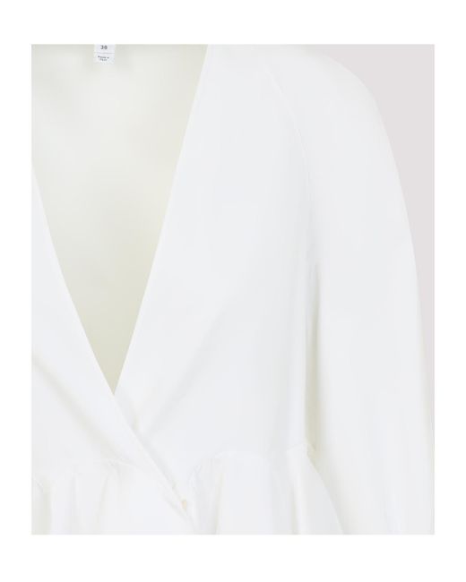 Alaïa White Alaïa V-Neck Flared Shirt