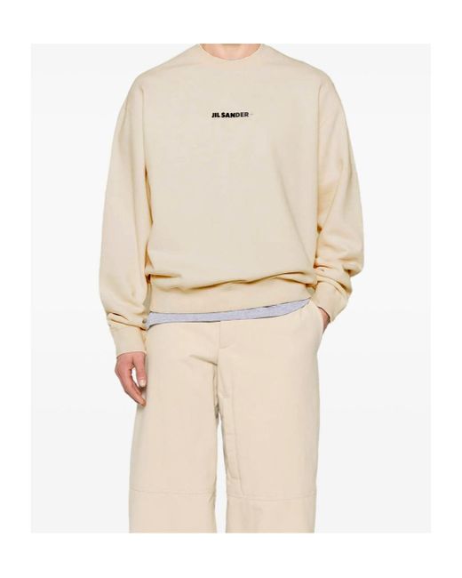Jil Sander White Logo-Print Crewneck Sweatshirt for men