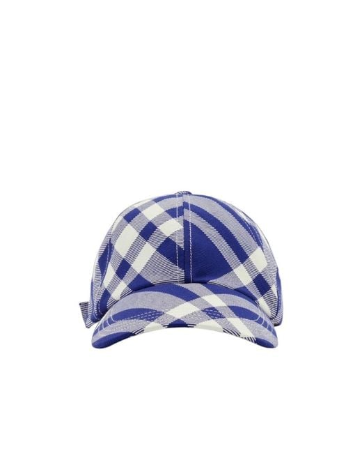 Burberry Blue Plaid-Checked Curved-Peak Baseball Cap for men