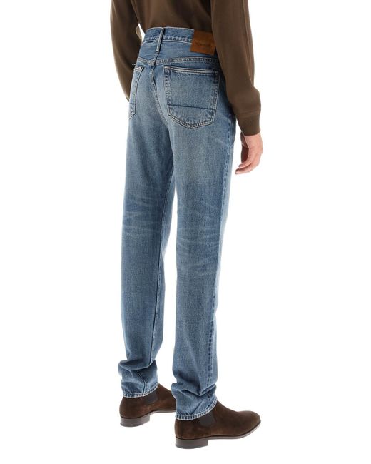 Tom Ford Blue Button Zipper Denim Trousers for men