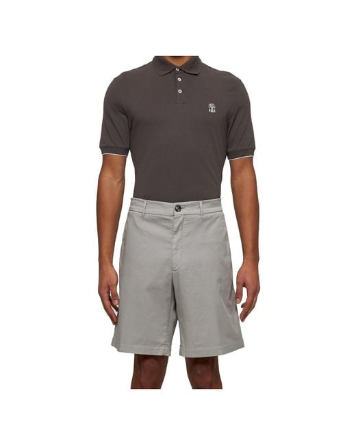Brunello Cucinelli Gray Mid-Rise Bermuda Shorts for men