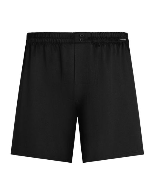 Dolce & Gabbana Black Elastic Waist Satin Boxer Shorts for men