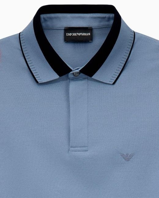 Emporio Armani Blue Logo-Embroidered Polo Shirt for men