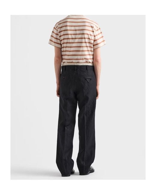 Prada Black Linen Pants for men