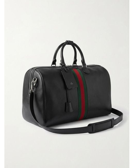 Gucci Black Web Trademark Medium Duffle Bag, Leather for men