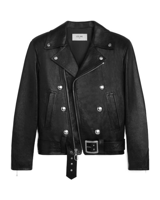 Céline Black Biker Jacket With Cabochons for men
