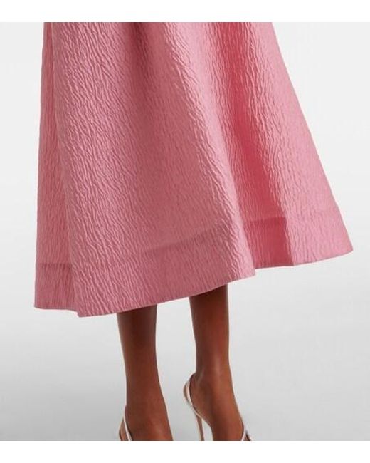Rebecca Vallance Pink Adalyn Off-Shoulder Brocade Midi Dress