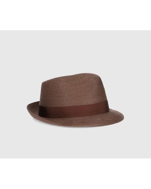 Borsalino Brown Logo Hat for men