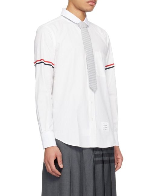 Thom Browne White Rwb Striped Long-Sleeved Shirt for men