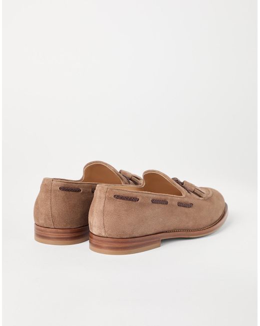 Brunello Cucinelli Brown Tassel Detailed Slip-On Loafers for men