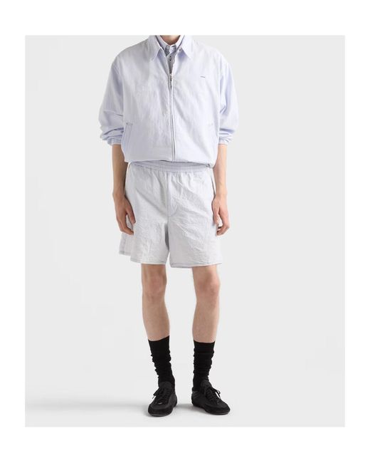 Prada White Chambray Bermudas for men