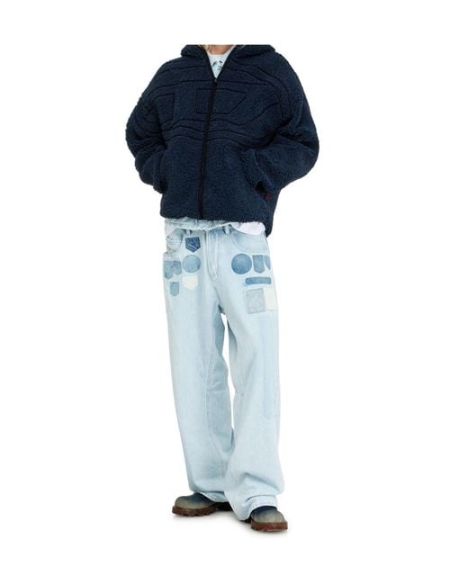 DIESEL Blue Teddy Hooded Jacket for men