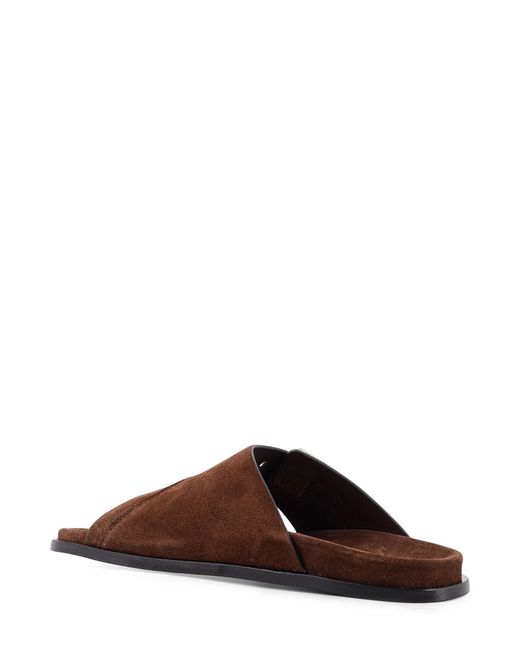 Alohas Brown Buckled Slide Flat Sandals