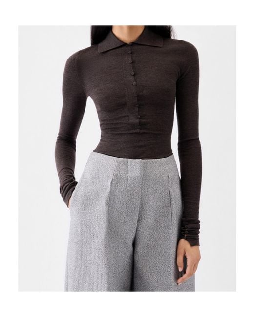 Jacquemus Black Long Sleeved Knitted Polo Shirt