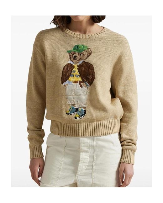Polo Ralph Lauren White Polo Bear Intarsia-Knit Crewneck Jumper