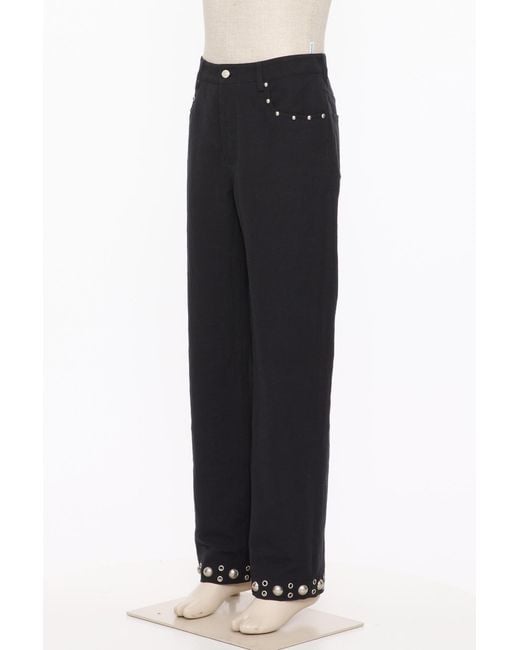 Valentino Black Eyelet Detailed Straight Leg Trousers for men