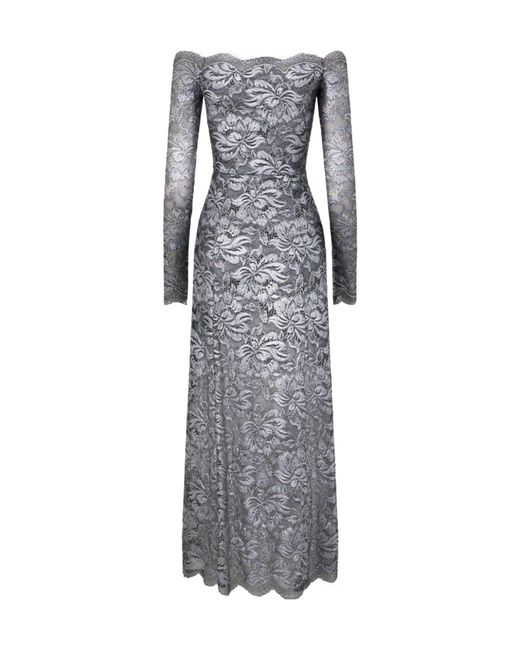 Rabanne Gray Off-Shoulder Laced Maxi Dress