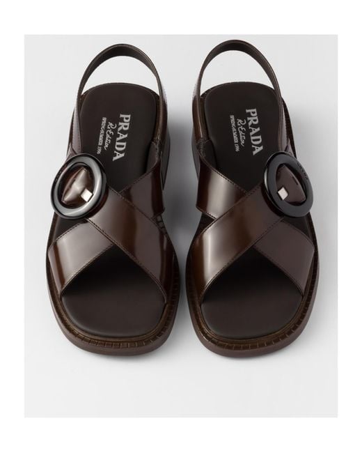 Prada Brown Re-Edition 1996 Logo-Printed Slingback Sandals