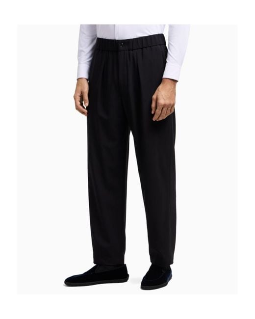 Giorgio Armani Blue Pleat Detailed Trousers for men