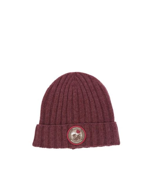 Brunello Cucinelli Red Ribbed-Knit Logo-Patch Beanie